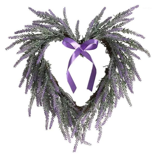 

heart-shaped artificial lavender wreath,wedding party front door hanging decor for christmas valentines day1