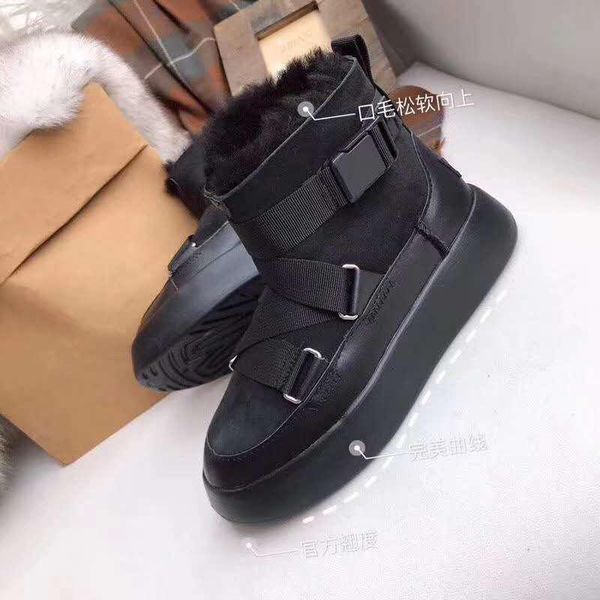 

vallu 2020 winter new wool warm and fur one-piece shoe mouth vertical hair fashion all-match snow boots, Black