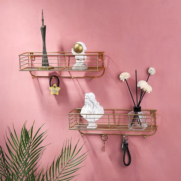 

nordic minimalist ins golden iron hook rack kitchen bathroom storage rack wall decoration finishing