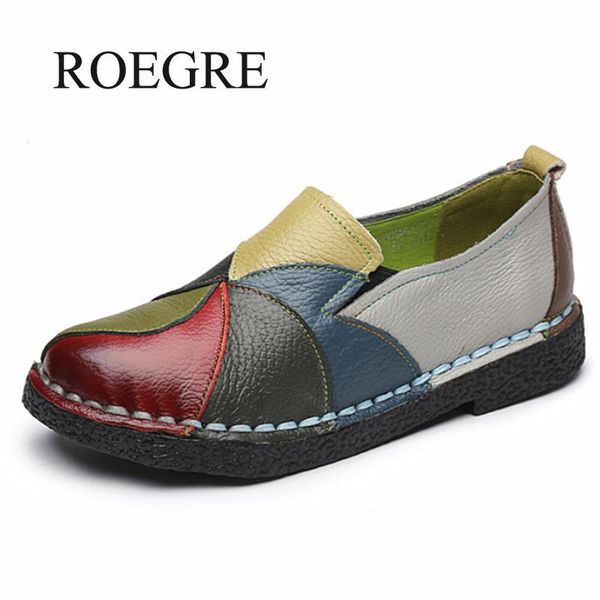 

2020 new women ladies female shoes flats mother shoes cow genuine leather loafers colorful non slip on designer plus size 35-42, Black