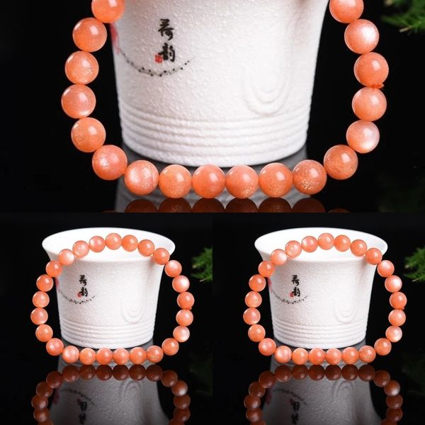 

1cnmu natural sun cat's braceleteye braceletbracelet stone bracelet string moonstone orange hand single circle gold sands dazzling crys, Golden;silver