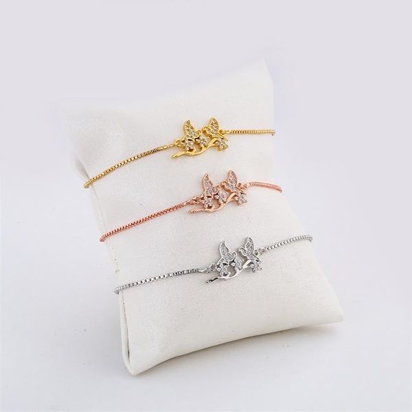 

new style luxury peace dove adjustable charms bracelets copper micro pave cz chain bracelets for women or girl diy accessories, Black