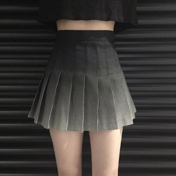 

womens skirts ladies punk kawaii ulzzang pleated skirt graduated printed plaid college high waist skirt female kawaii, Black