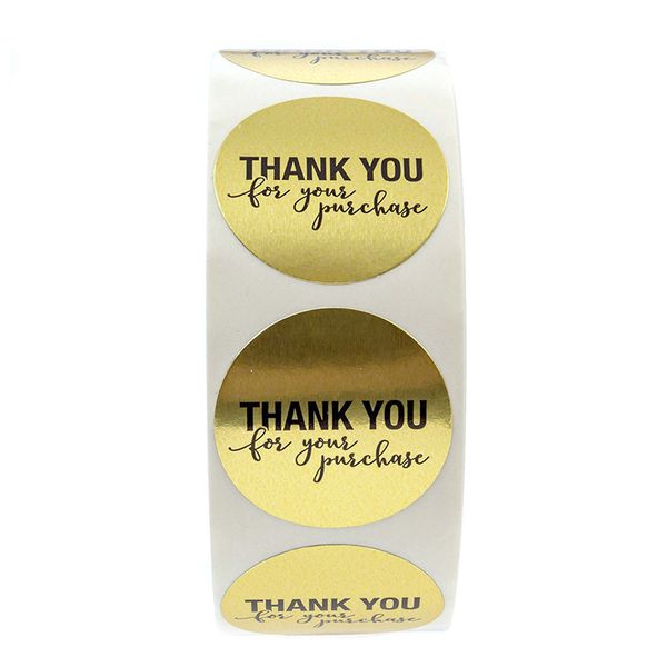 

500pcs gold thank you for your purchase adhesive stickers label envelope invitation card gift box decor