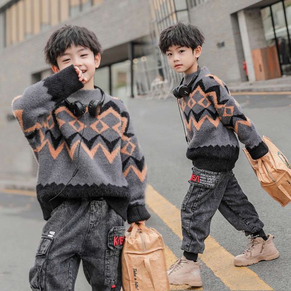 

2020 new autumn winter plush sweater korean chine children's versatile and fashionable personali thickened pullover, Blue