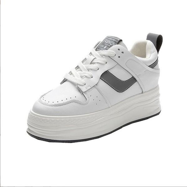 

2022 spring new leather small gray shoes women's korean version increased casual women single shoe boots lace up student shoes