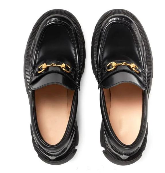 

factory sale loafers womens flats platform shoes black genuine leather high heels round toe horsebit-leather-loafers size35-41