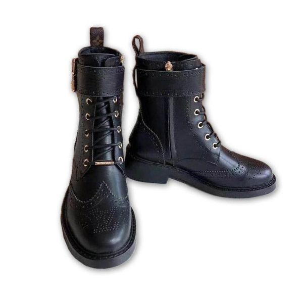 

classic printed women martin shoes design genuine leather army boot travelling personality trendy girls boots 35-40, Black