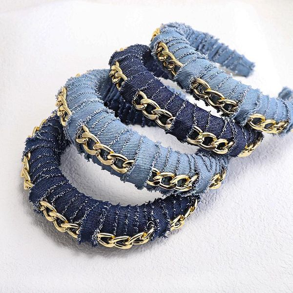 

2020 women wide jean fabric hair bands jewelry 9 styles fashion creative sponge denim headband hair hoop headwear for girls, Slivery;white