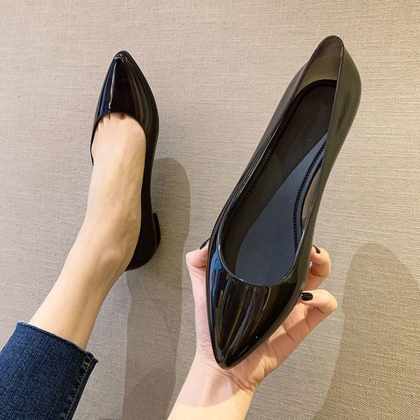 

2021 new women pumps low heels ladies slip on spring autumn office pointed toe outdoor fashion woman footwear 1 4ilv, Black