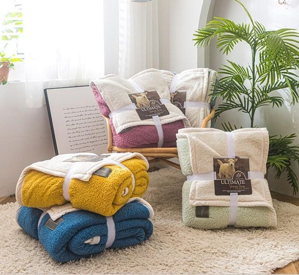 

double sided double layer cashmere blanket winter thicken warm blanket for nap polyester fiber soft blankets1