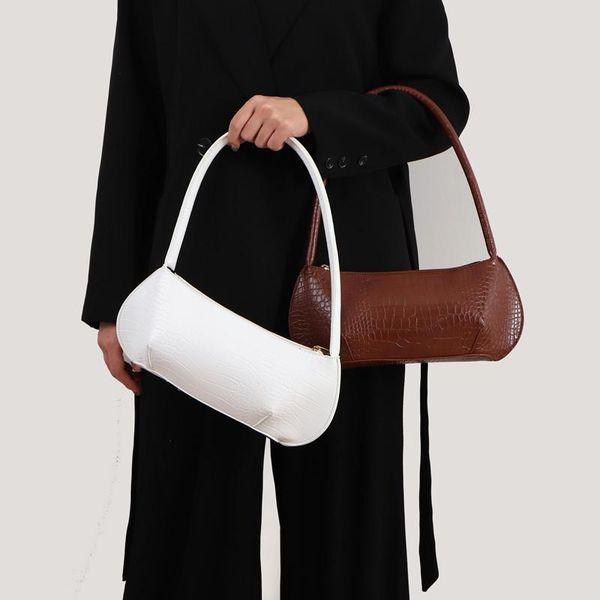 

vintage alligator underarm baguette shape bag women shoulder bag pu leather handbag commuter bags messenger bags for women