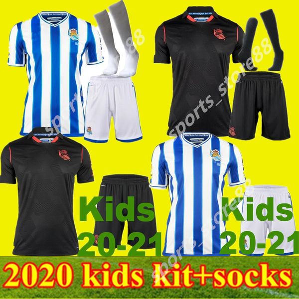 

2020 2021 real sociedad soccer jerseys januzaj oyarzabal silva juanmi merino home away youth child kids kit 20 21 football shirt02, Black;yellow
