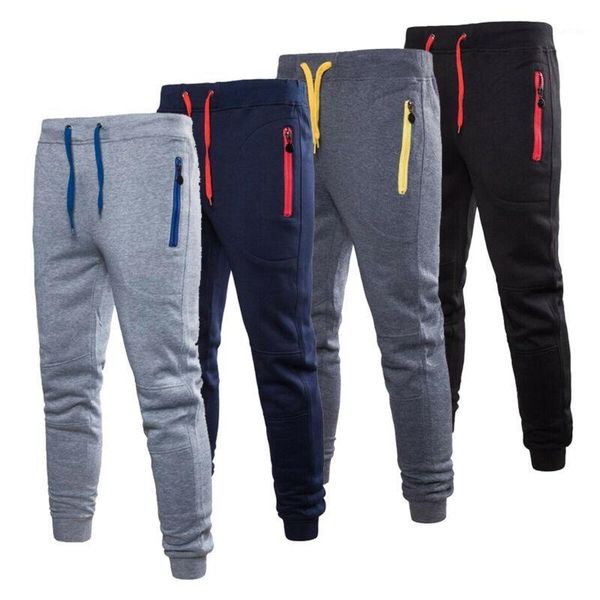 

mens sports running pants with zipper pockets elasticity long trousers tracksuit fitness workout joggers training gym sweatpants1, Black