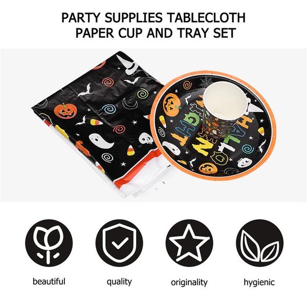 

1 set halloween paper desert table decorative paper plates halloween paper tableware plate cups party supplies wmtcej loveshop01