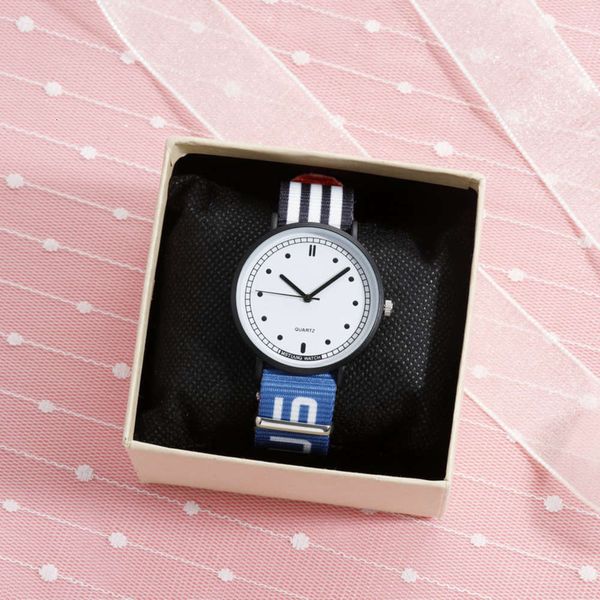 

thin fashion canvas men's waterproof ultra korean simple middle school students' creative college style quartz watch 2pek, Slivery;brown
