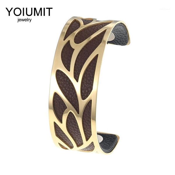 

cremo diy gold bracelets&bangles for women stainless steel georgettes leather diy bijoux manchette femme pulseiras1, Black