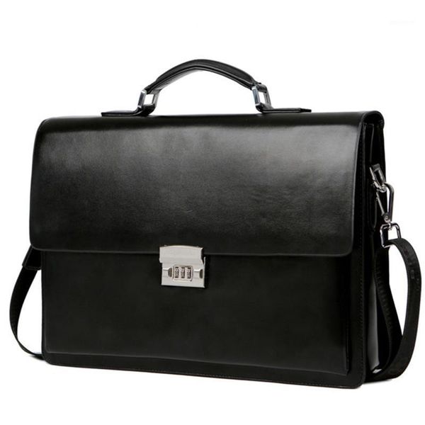 

fashion lock design men's business bag briefcase pu leather male shoulder bags office bags for men maletas1