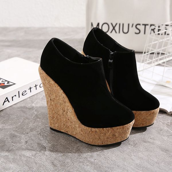 

2021 new peep-toe wedge to naked shoes super women's heels size 35-42 o6eo, Black