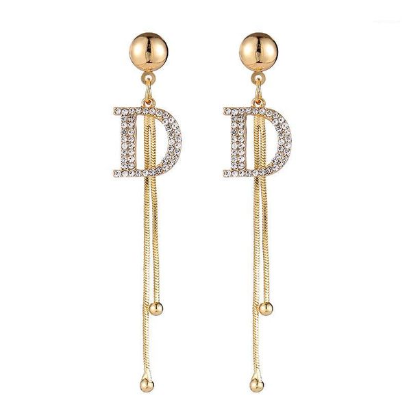

alloy letter d pendant earrings woman fashion simple snake chain accessories banquet jewelry girl gift birthday1, Golden;silver