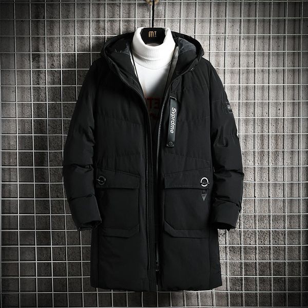

men's jacket parkas hooded casual warm long cotton man zipper coat winter men clothing los hombres kg-736, Black