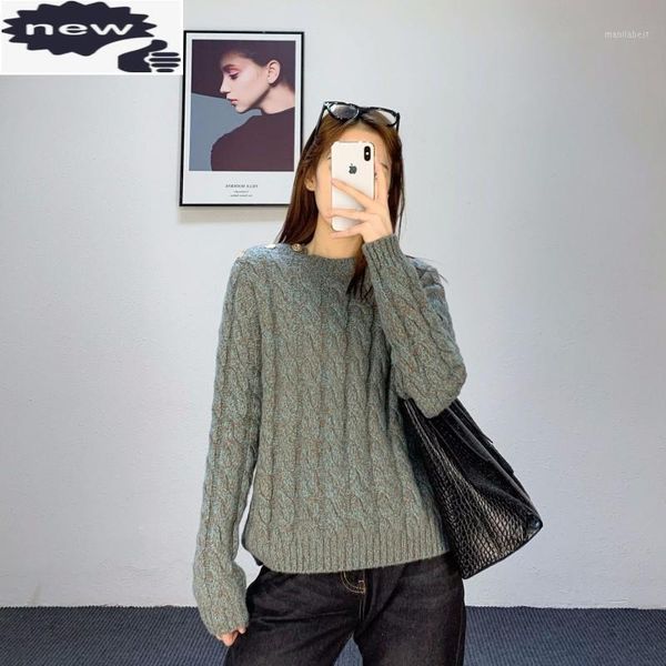 

fashion twist weave short wool sweater women streetwear round neck long sleeve pullover autumn winter slim knitting sweaters1, White;black