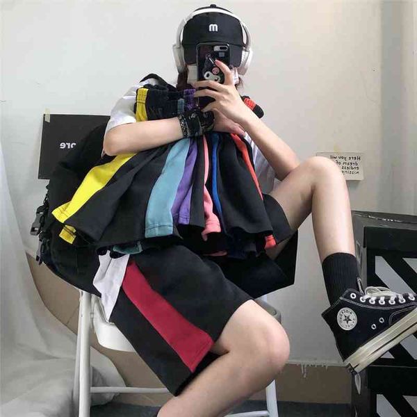 

summer womens straight shorts loose bf wild wide leg harajuku casual high waist shorts ins students, White;black
