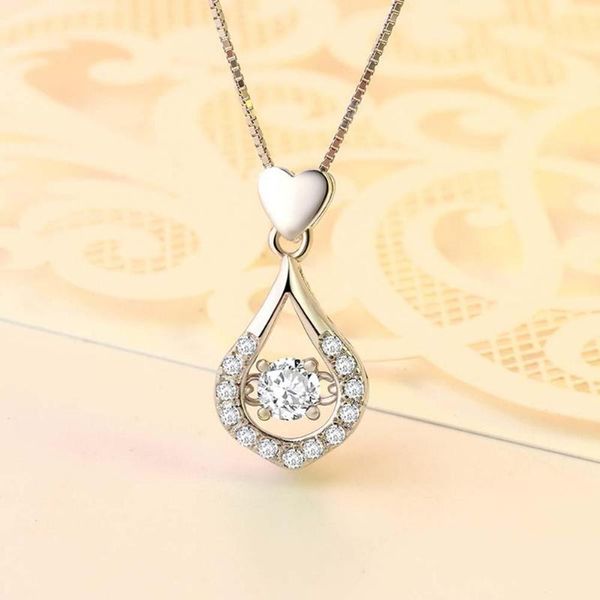 

fashion women choker shiny rhinestone inlaid teardrop charm chain necklace pendant jewelry gift woman's accesories, Silver