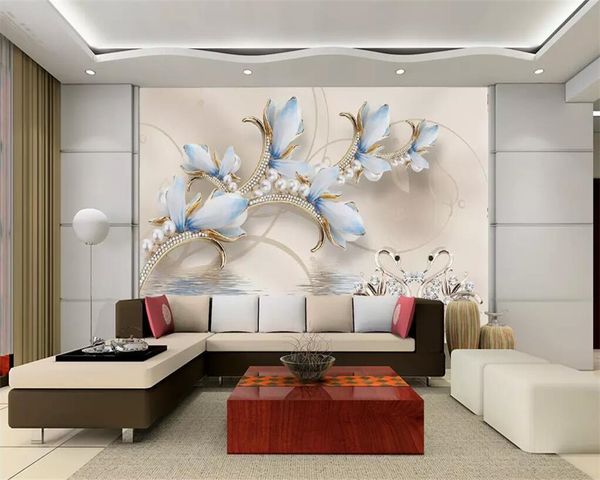 Beibehang personalizado papel de parede HD Magnolia Swan parede Fundo da jóia TV casa decoração quarto sala murais 3d