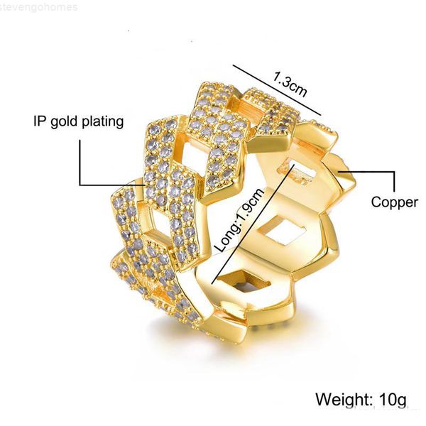 

ring hip new men fashion hop jewelry diamond bling cz stone iced out 18k plated hiphop gold rings, Silver
