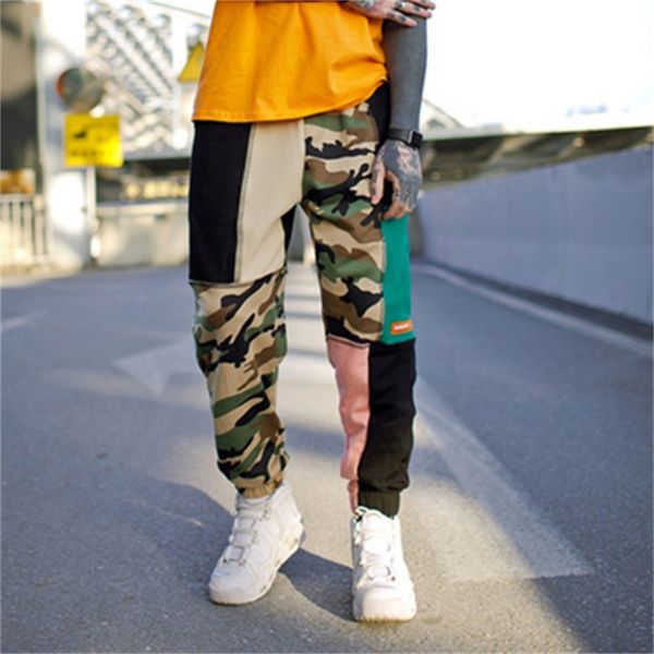 

2021 new patchwork bloc clue camouflage hip hop streetwear harajuku basculator sweatpant cotton sweat pants pista ano7, Black;white