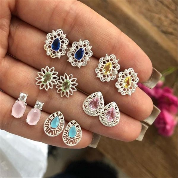 

26 стиль цветы star moon angel wings геометрия стержня сердца серьги 2019 rhinestone кристалл серьги для женщин партия подарков sqcrak, Golden
