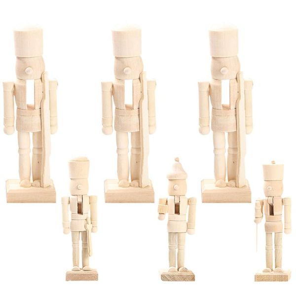 

6pcs nutcracker puppet decorative durable creative wooden portable walnut soldier nutcracker soldier xmas adornment for dorm hot