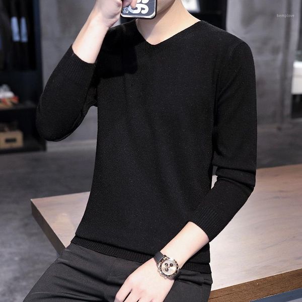 

new autumn men's sweater men's turtleneck solid color casual sweater slim fit thin knitted pullovers1, White;black
