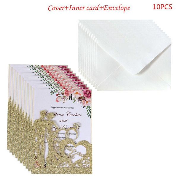 

10pcs/set glitter cut ring wedding invitations card wedding party supplies e56e