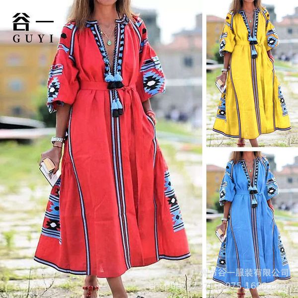 

guyi 2020 women's bohemian dress, Black;gray