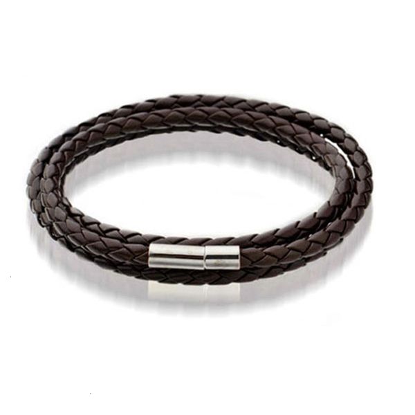 

factorybz0pbangle magnetic black/brown 2020 bracelets mens mesh leather stainless steel clasp double wrap wristband beautiful titan