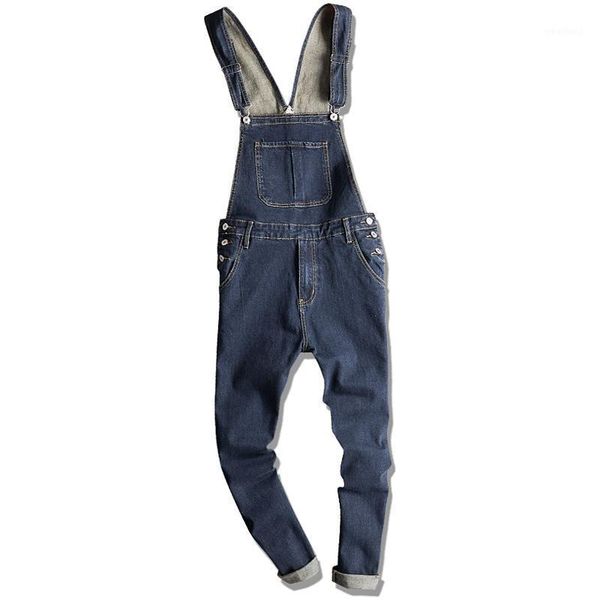 

men's jeans men 2021 men's hip hop siamese bib pants slim retro overalls korean blue more size s-4xl5xl1