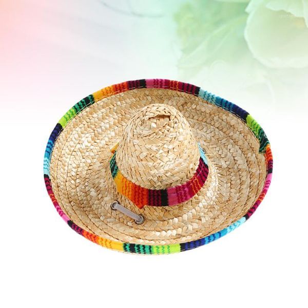 

dog apparel 1pc pet hat mini straw woven sun mexican sombrero for puppy cat1