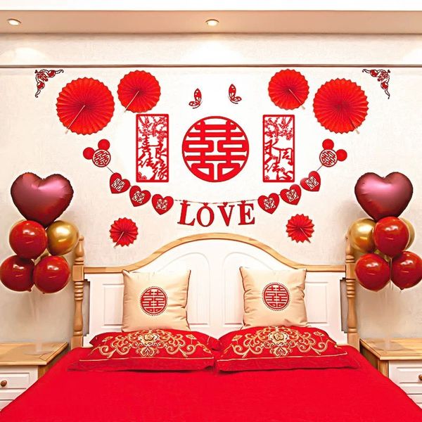 

party wife's chinese style wedding room floral and romantic wedding articles wife supplies decoration complete set of articles uzapx