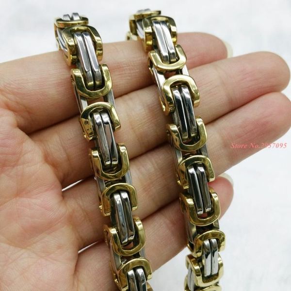 

8mm width byzantine stainless steel necklace mens boys chain necklace silver gold color fashion men jewelry