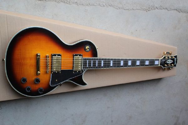 

wholesale vintage sunburst lp g custom guitar with golden electric guitar ing