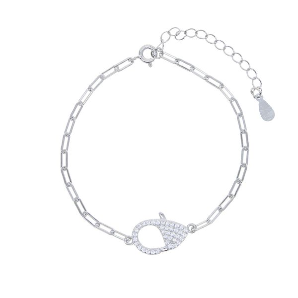 

100% 925 sterling silver bracelet fine jewlery 2022 new simple unique girl women paper clip chain cz lobster clasp charm bracelet, Golden;silver