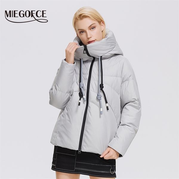 

miegofce winter women jacket hooded sports parka women quilting thick female outwear brand coat d21902 211221, Black