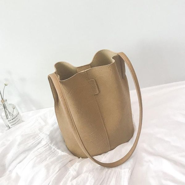

vintage female shopping crossbody bag bucket bag for women soft pu leather large capacity shoulder messenger bolsa