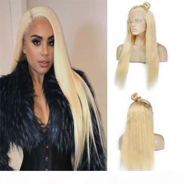 

150% density brazilian straight lace front human hair wigs for black women 613# honey blonde brazilian lace front wigs with baby hair, Black;brown