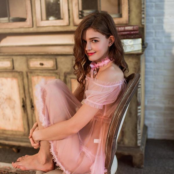 

lady sleeveless solid nightwear halter nightwear mesh lingerie underwear new naisten pyjamat womens lace babydoll sleepwear, Black;red