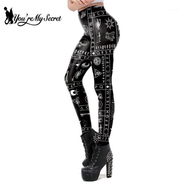 

women's leggings [you're my secret] 2021 ouija board all-seeing eye nugoth gothic legins satanic fitness workout pants women leggi, Black
