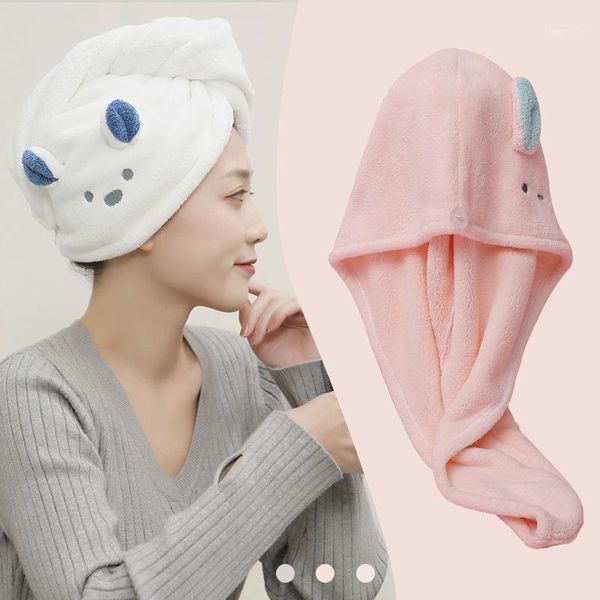 

absorb water dry hair cap coral velvet quick-drying microfiber baotou towel triangle hat thickened shower cap1