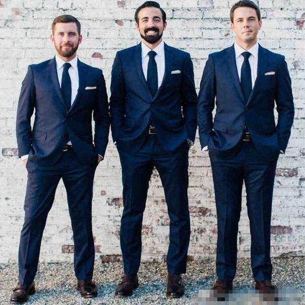 

custom made navy blue men suit en groom navy blue wedding tuxedos formal suits business men wear(jacket+pants, White;black